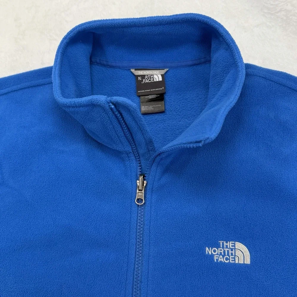 The North Face Full Zip Fleece Jacket Men's XL Blue Pockets Outdoor Winter